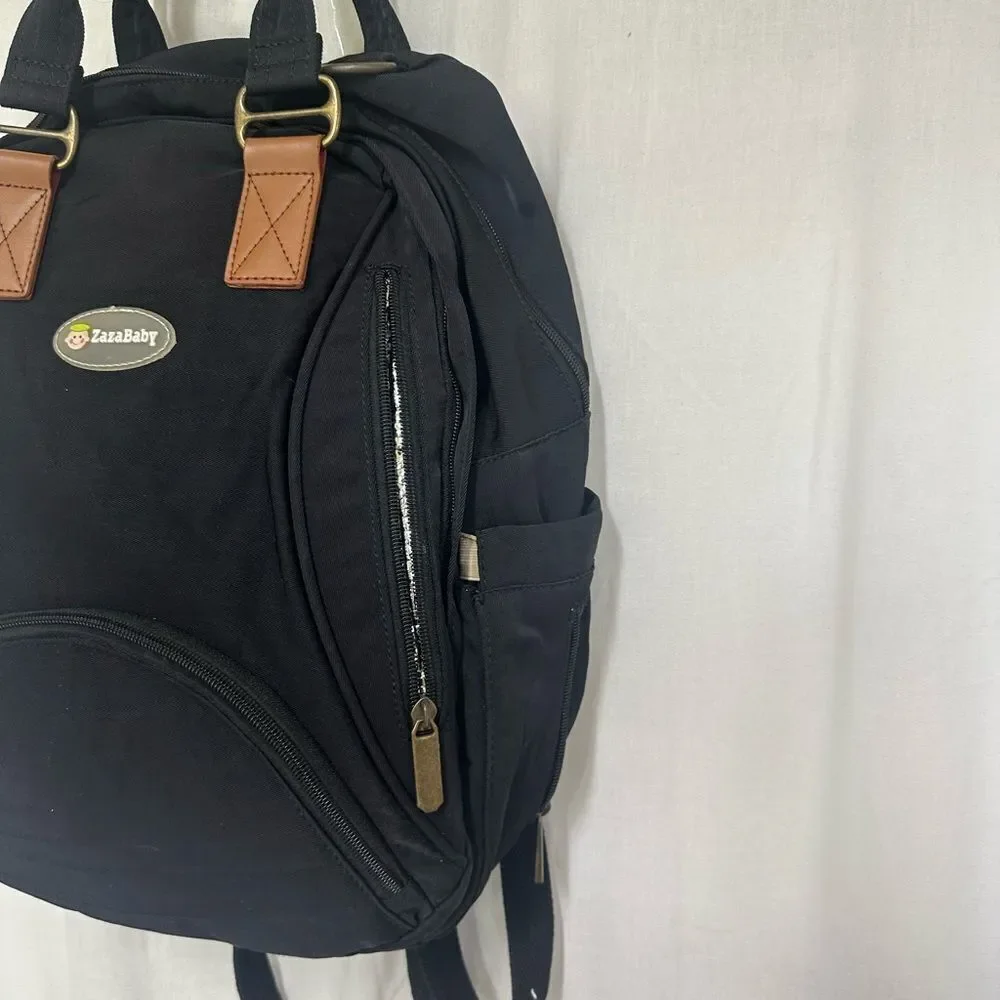 ZaZa Baby Black Diaper Bag Backpack Organizer Waterproof Travel